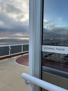 Jogging track sign on cruise ship
