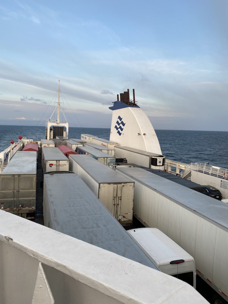 on ferry looking out to sea