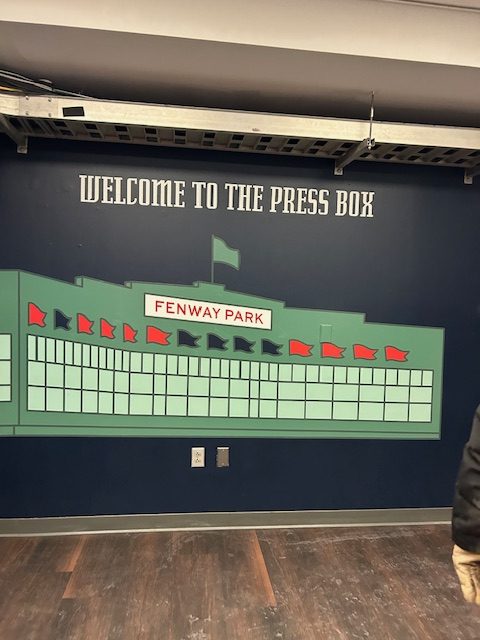 press box wall welcome Fenway Park